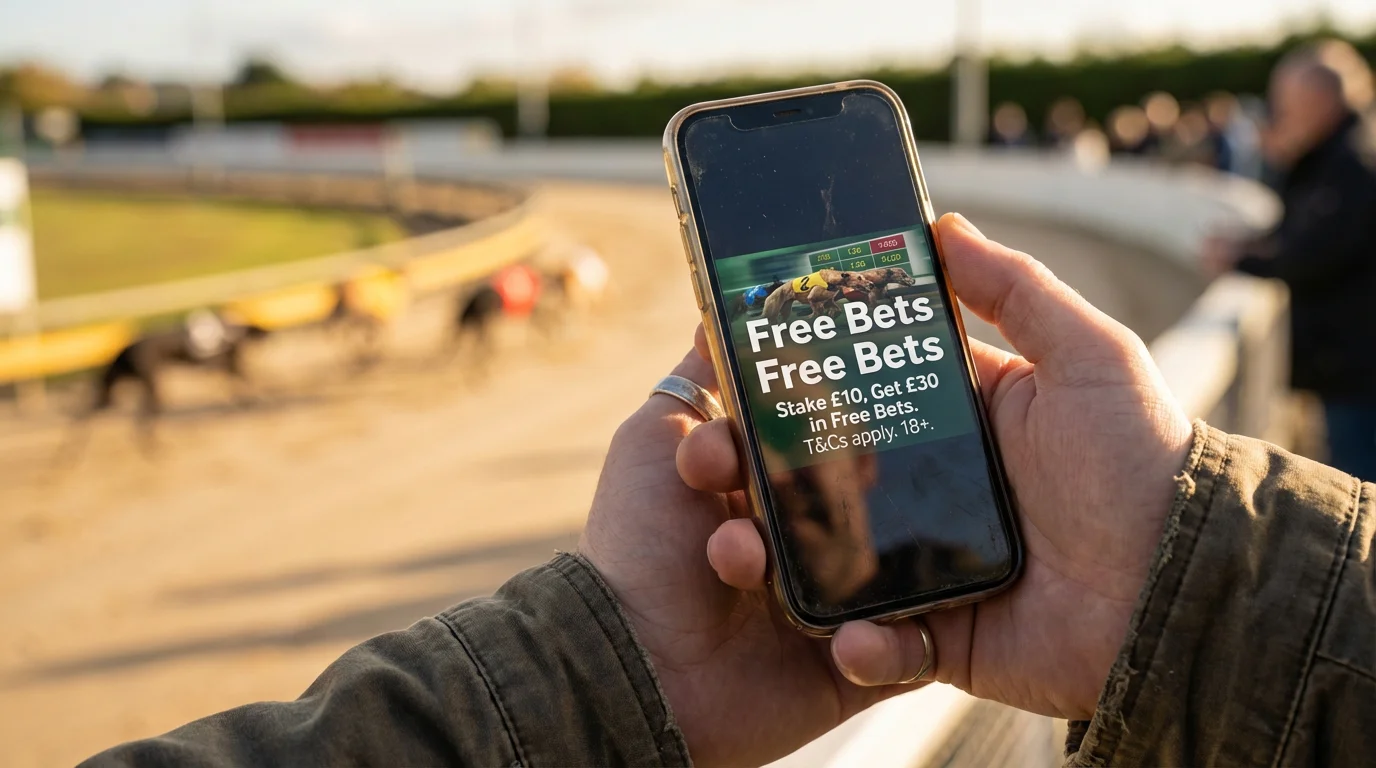 Greyhound betting promotions comparison showing free bet offers from major UK bookmakers